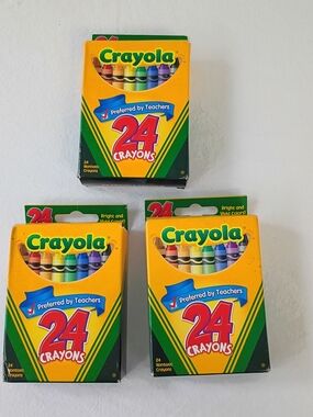 Crayola Crayons 24 Ct - Lot Of 3 Packs 2006 Nontoxic Includes Dandelion Made USA